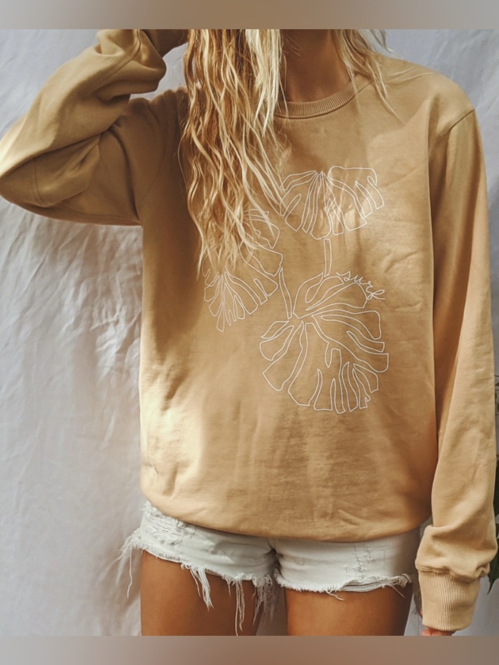 Post Surf Monstera Leaf Crewneck Sweatshirt Size M